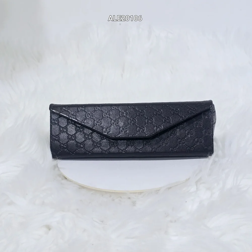 Gucci Brown Vintage pyramid Sunglass case Gucci monograms leather engraved.